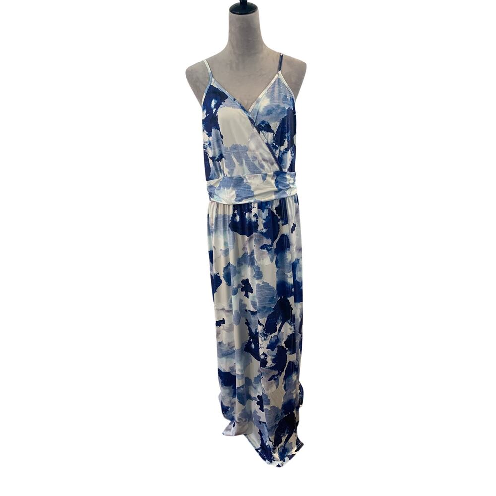 Maxi Dress Vacation Beachy Cruise Resort Surplice Neck Wrap Bottom Plus SZ XXL